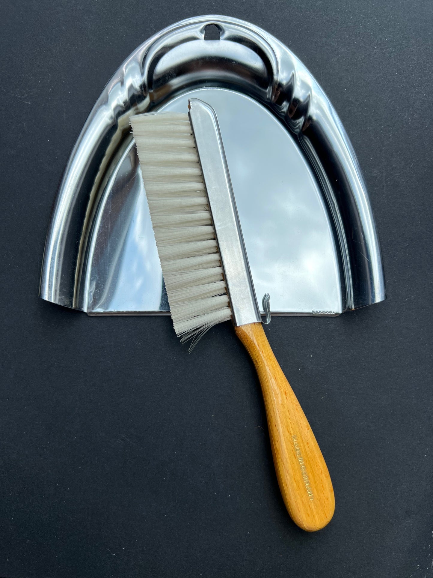 Vintage Chrome Crumb Pan And Brush Made in Germany