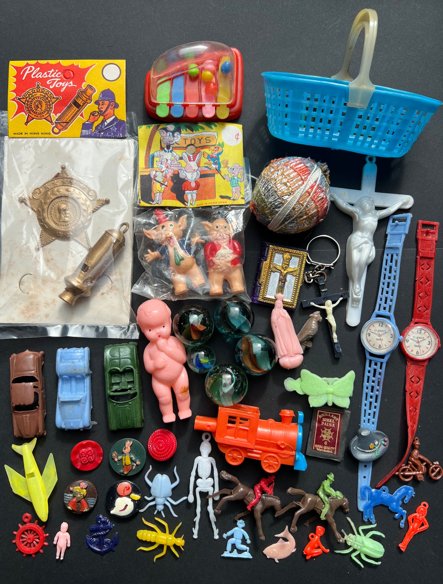 Job Lot of Vintage Toys, Charms Etc from the Bottom of a Box (C)