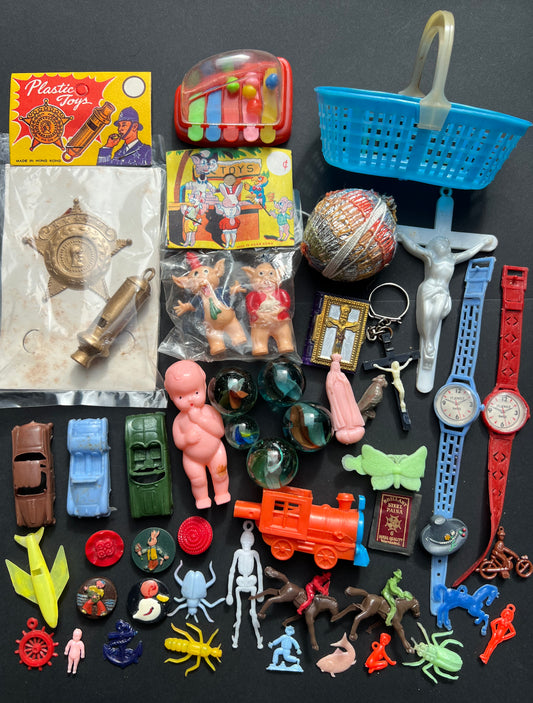 Job Lot of Vintage Toys, Charms Etc from the Bottom of a Box (C)