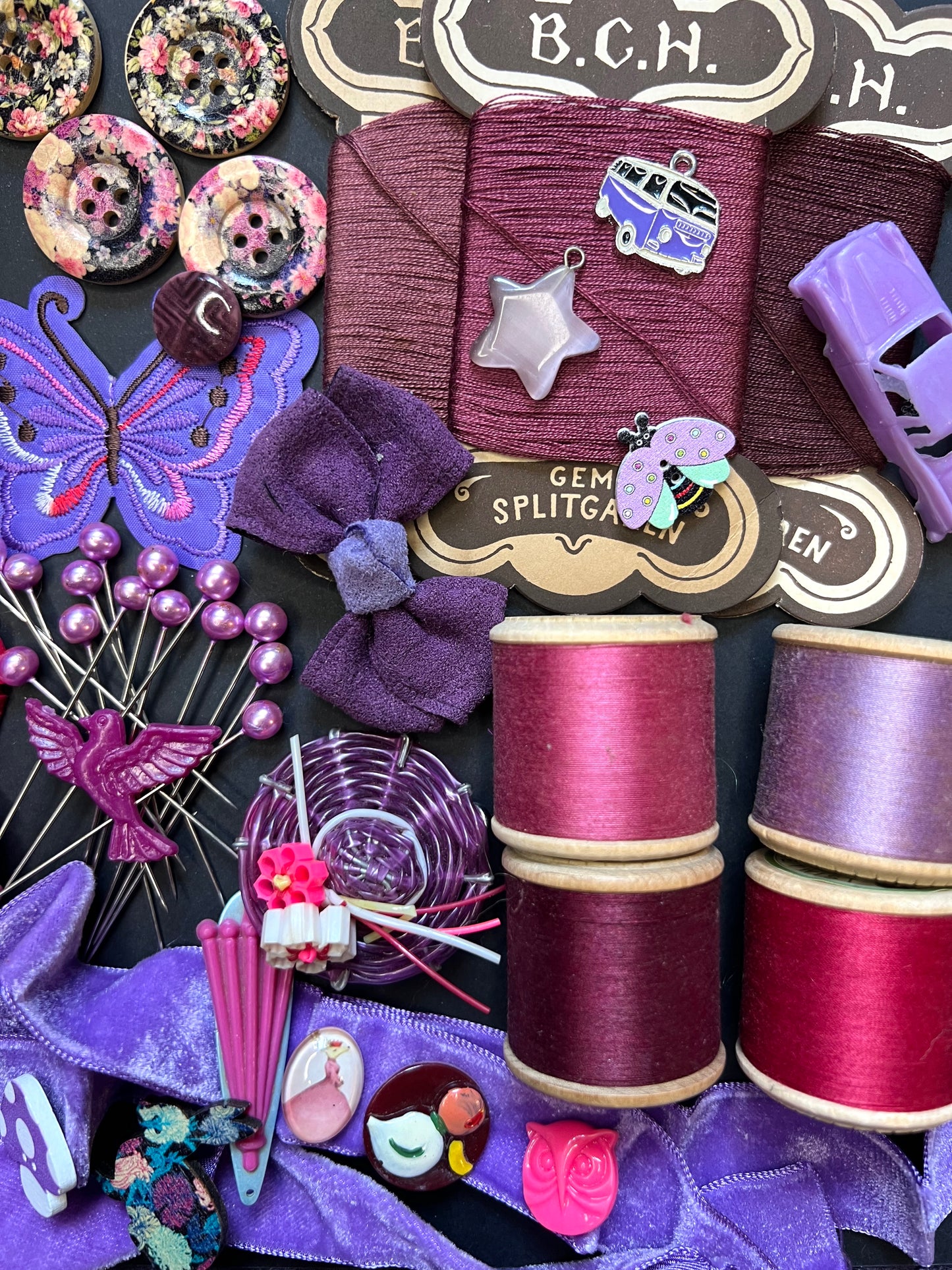 Lilac, Maroon and Mauve Vintage Craft Pack