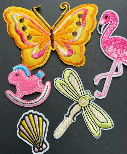5 Pretty Iron-on Patches.