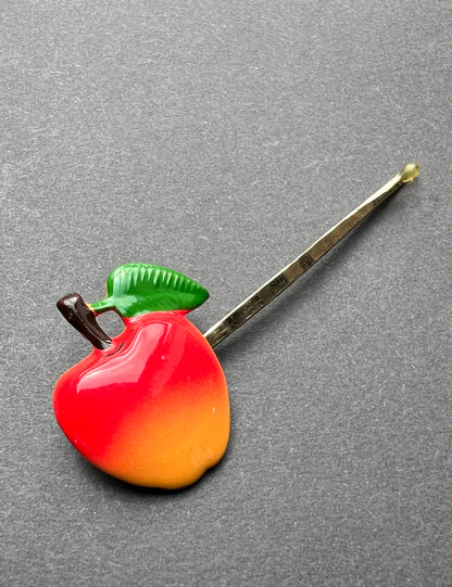 Vintage FRUIT Bobby Pins / Hair slides Apples, Cherries, Lemons, Strawberries, Peaches