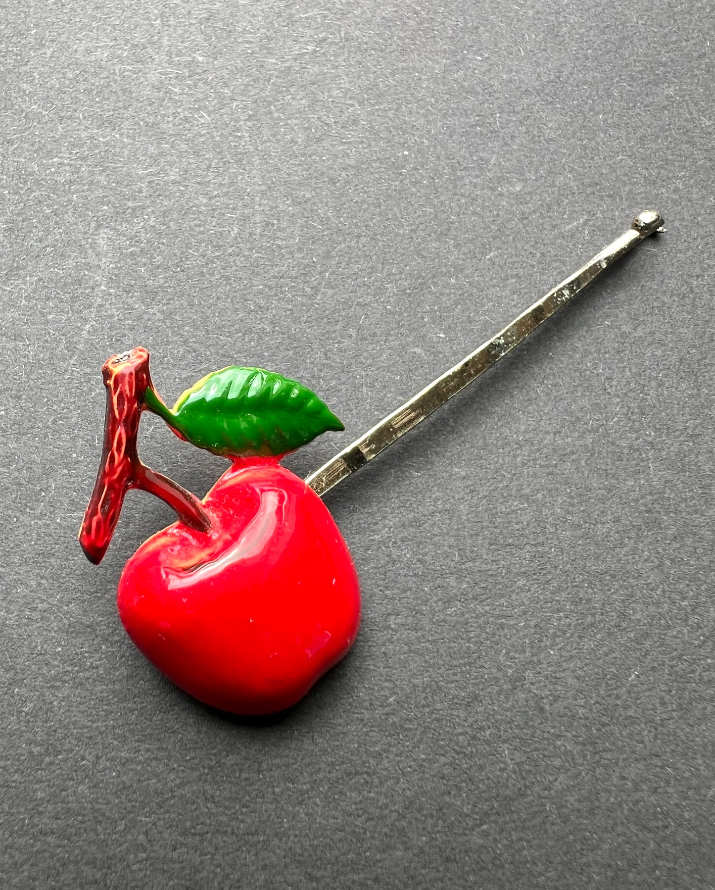 Vintage FRUIT Bobby Pins / Hair slides Apples, Cherries, Lemons, Strawberries, Peaches