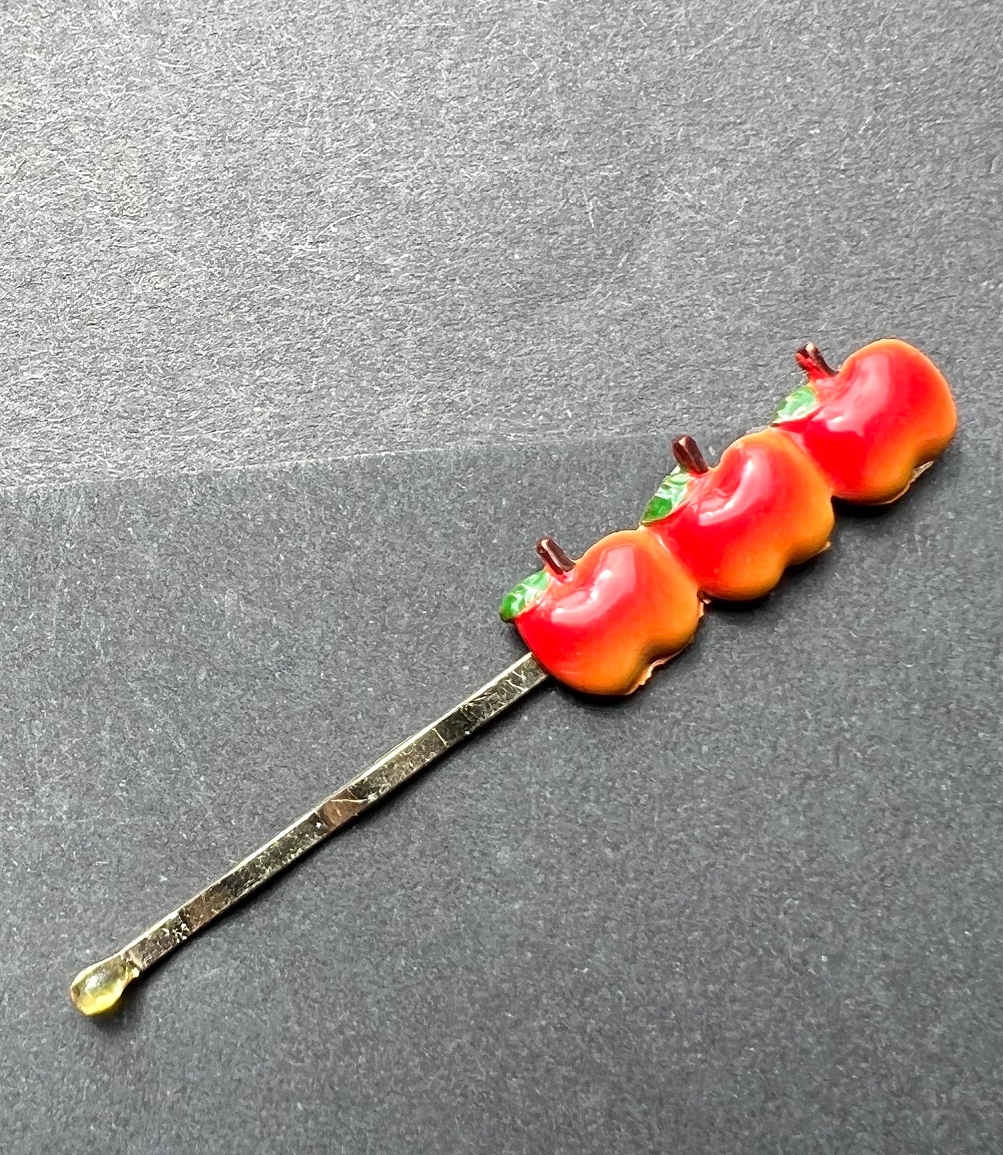 Vintage FRUIT Bobby Pins / Hair slides Apples, Cherries, Lemons, Strawberries, Peaches