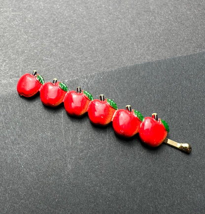 Vintage FRUIT Bobby Pins / Hair slides Apples, Cherries, Lemons, Strawberries, Peaches