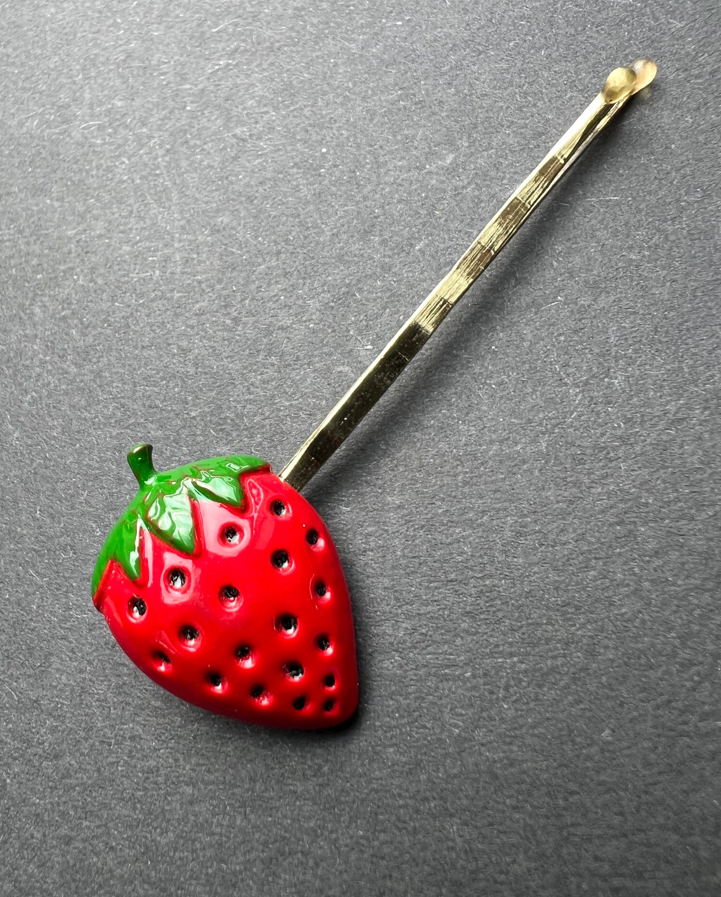 Vintage FRUIT Bobby Pins / Hair slides Apples, Cherries, Lemons, Strawberries, Peaches