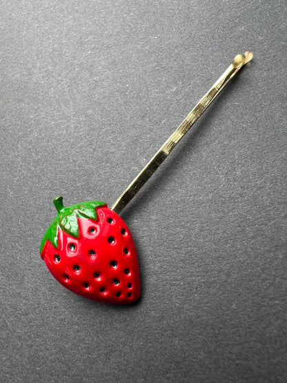 Vintage FRUIT Bobby Pins / Hair slides Apples, Cherries, Lemons, Strawberries, Peaches