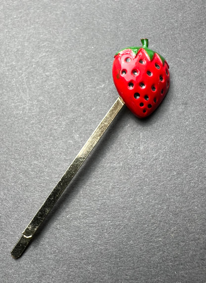 Vintage FRUIT Bobby Pins / Hair slides Apples, Cherries, Lemons, Strawberries, Peaches