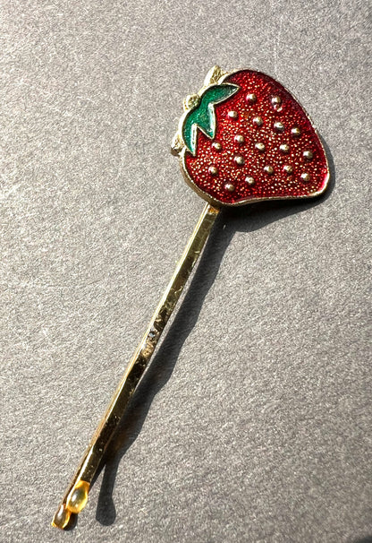 Vintage FRUIT Bobby Pins / Hair slides Apples, Cherries, Lemons, Strawberries, Peaches