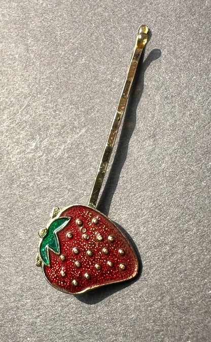 Vintage FRUIT Bobby Pins / Hair slides Apples, Cherries, Lemons, Strawberries, Peaches