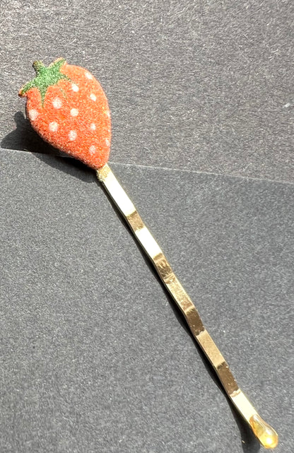 Vintage FRUIT Bobby Pins / Hair slides Apples, Cherries, Lemons, Strawberries, Peaches