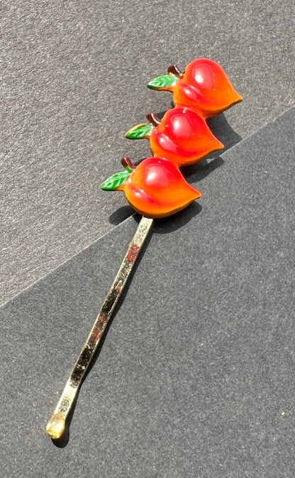 Vintage FRUIT Bobby Pins / Hair slides Apples, Cherries, Lemons, Strawberries, Peaches