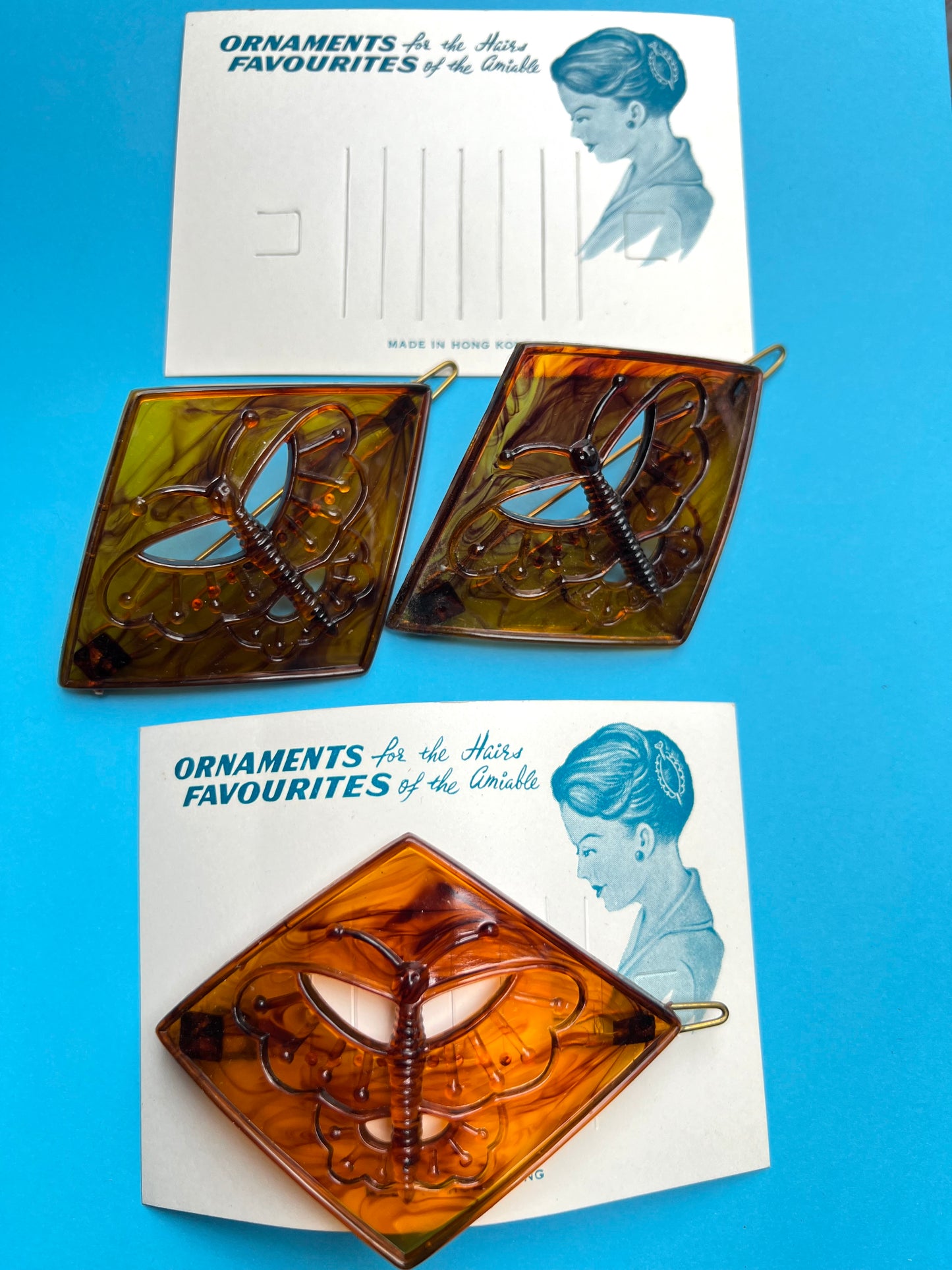 Wholesale Package - 12 Tortoiseshell 1960s Butterfly Hair Grips