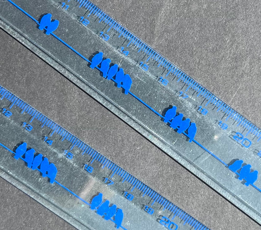 1980s Blue Birds on Telephone Wire 30cm Ruler