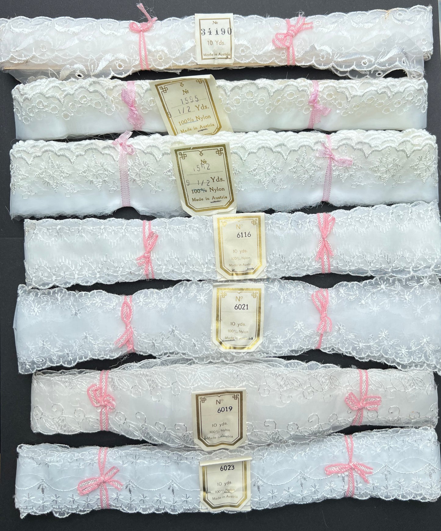 Job Lot of 7 Unused Bundles 70m of Genuine Vintage Austrian Pretty Lace Trim
