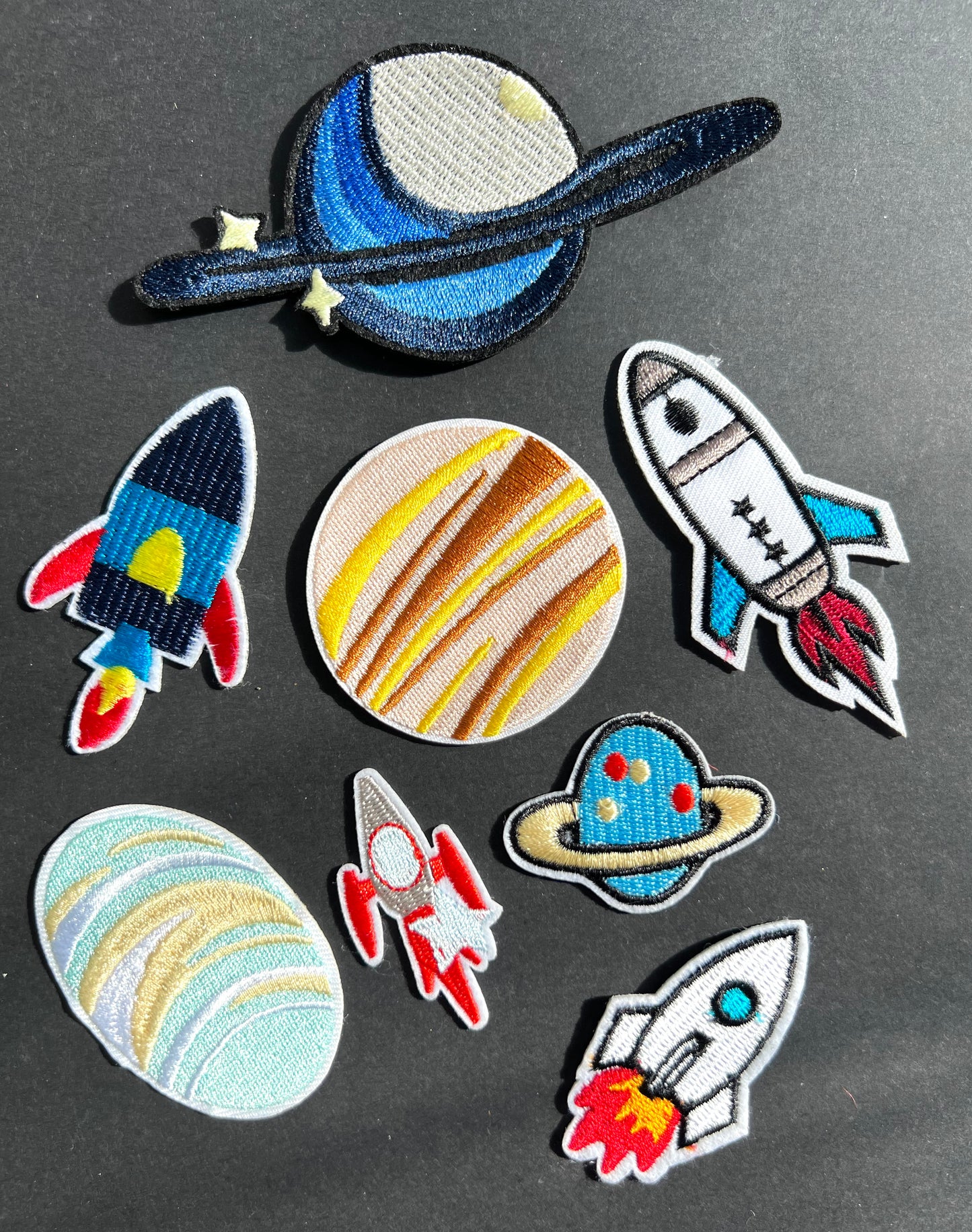 Job Lot of 7 Planet & Space Rocket Iron-On Appliques / Patches (3)
