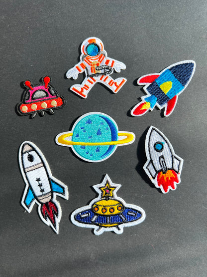 Job Lot of 7 Outer Space Iron-On Appliques / Patches incl. Astronaut (4)