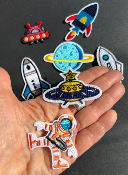 Job Lot of 7 Outer Space Iron-On Appliques / Patches incl. Astronaut (4)