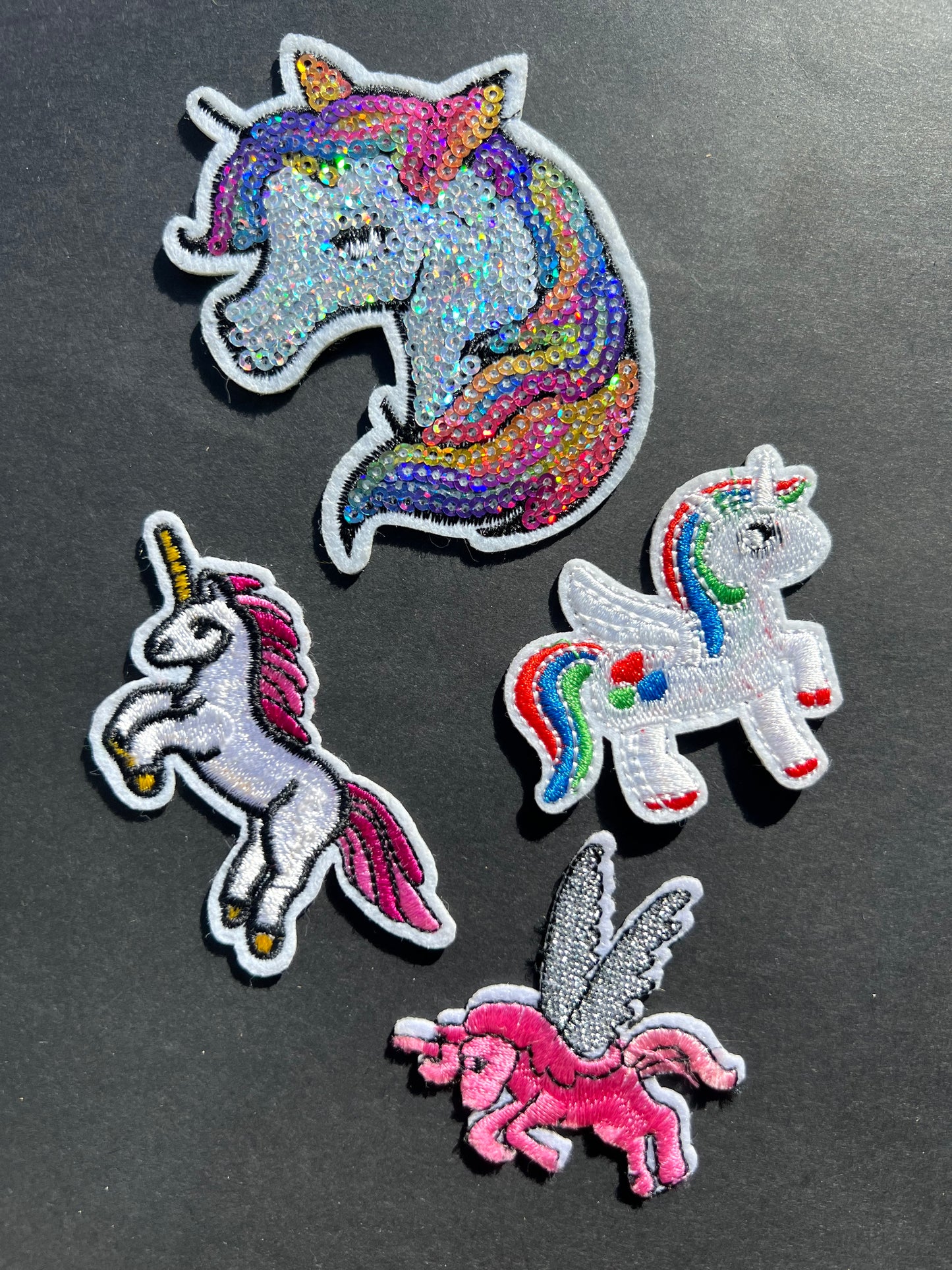 Job Lot of 4 Assorted Unicorns Iron-On Appliques / Patches (9)