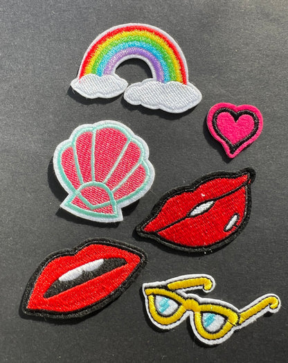 Job Lot of 6 Assorted Iron-On Appliques / Patches (1)