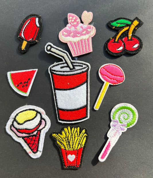 Job Lot of 9 Snacks and Sweets Iron-On Appliques / Patches (12)