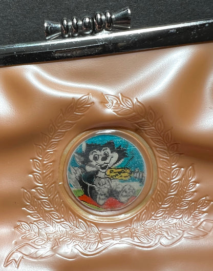 Wonderfully Kitsch Vintage Purse Featuring a Lenticular Fiddle Playing Cat