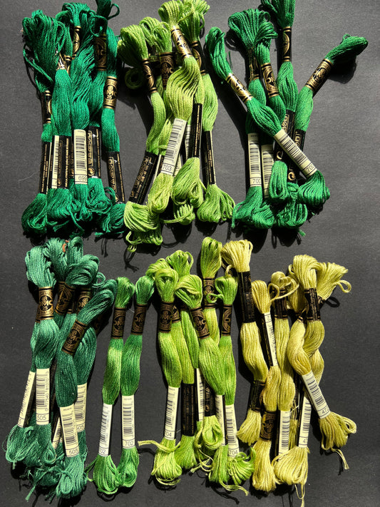 8m of  DMC 100% Cotton  Green Embroidery Thread - Choice of 7 Greens