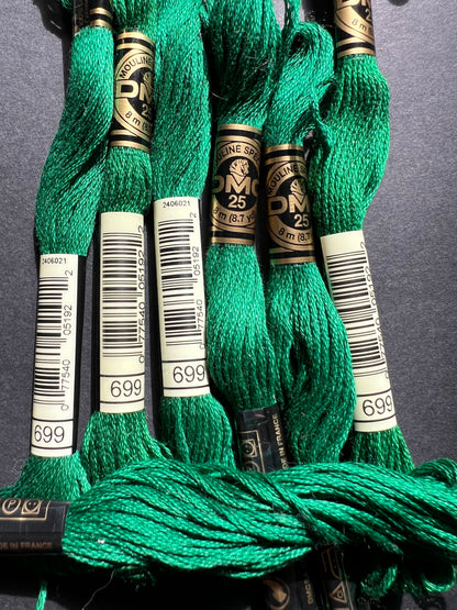 8m of  DMC 100% Cotton  Green Embroidery Thread - Choice of 7 Greens