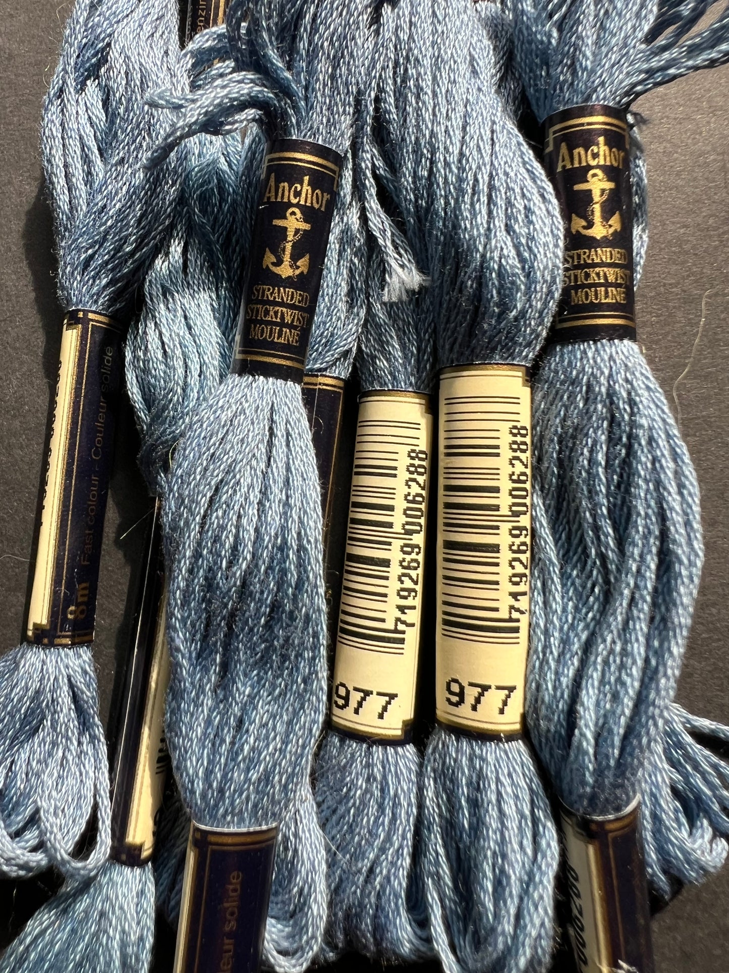 8m of ANCHOR  100% Cotton Embroidery Thread - Choice of 4 Blues or Cream