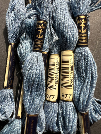 8m of ANCHOR  100% Cotton Embroidery Thread - Choice of 4 Blues or Cream