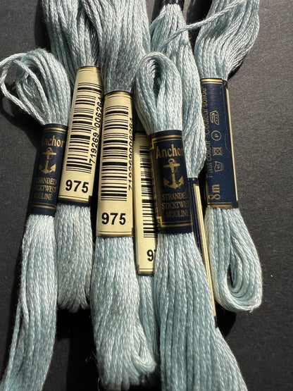 8m of ANCHOR  100% Cotton Embroidery Thread - Choice of 4 Blues or Cream
