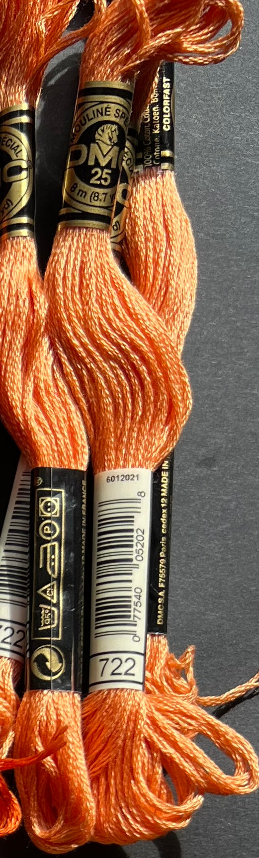 8m of DMC 100% Cotton Embroidery Thread - Choice of 8 Pinks & Oranges