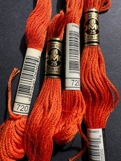 8m of DMC 100% Cotton Embroidery Thread - Choice of 8 Pinks & Oranges
