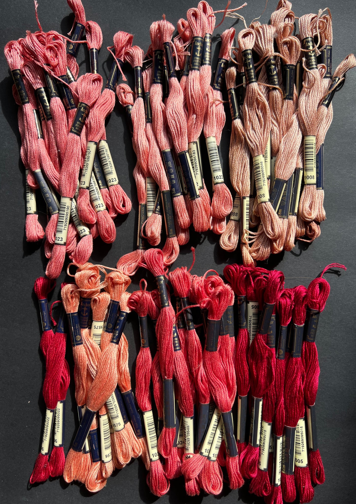 8m of ANCHOR 100% Cotton Embroidery Thread - Choice of 7 Pinks & Reds