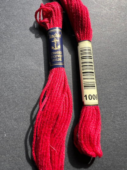 8m of ANCHOR 100% Cotton Embroidery Thread - Choice of 7 Pinks & Reds