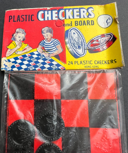 Vintage 1950s Unused Draughts / Checkers Board Game Made in Hong Kong