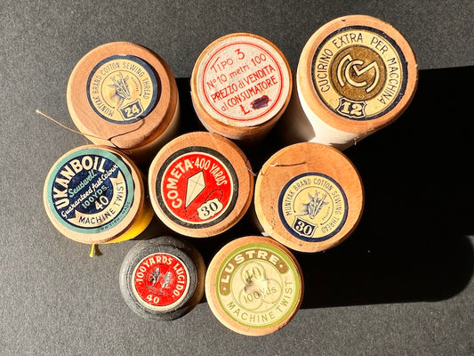 8 Old Wooden Cotton Reels with Good Labels (11)