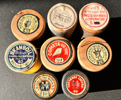 8 Old Wooden Cotton Reels with Good Labels (12)