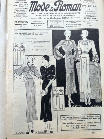 Working Girls on Cover of October 1935 French Magazine Mode & Roman