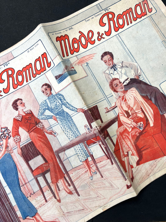 Card Game on Cover of March 1936 French Magazine Mode & Roman