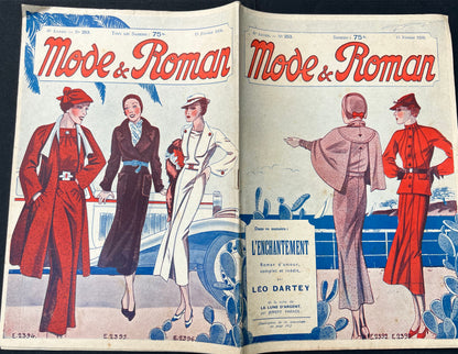 Beautiful and Practical Travelling Coats on Cover of February 1936 French Magazine Mode & Roman