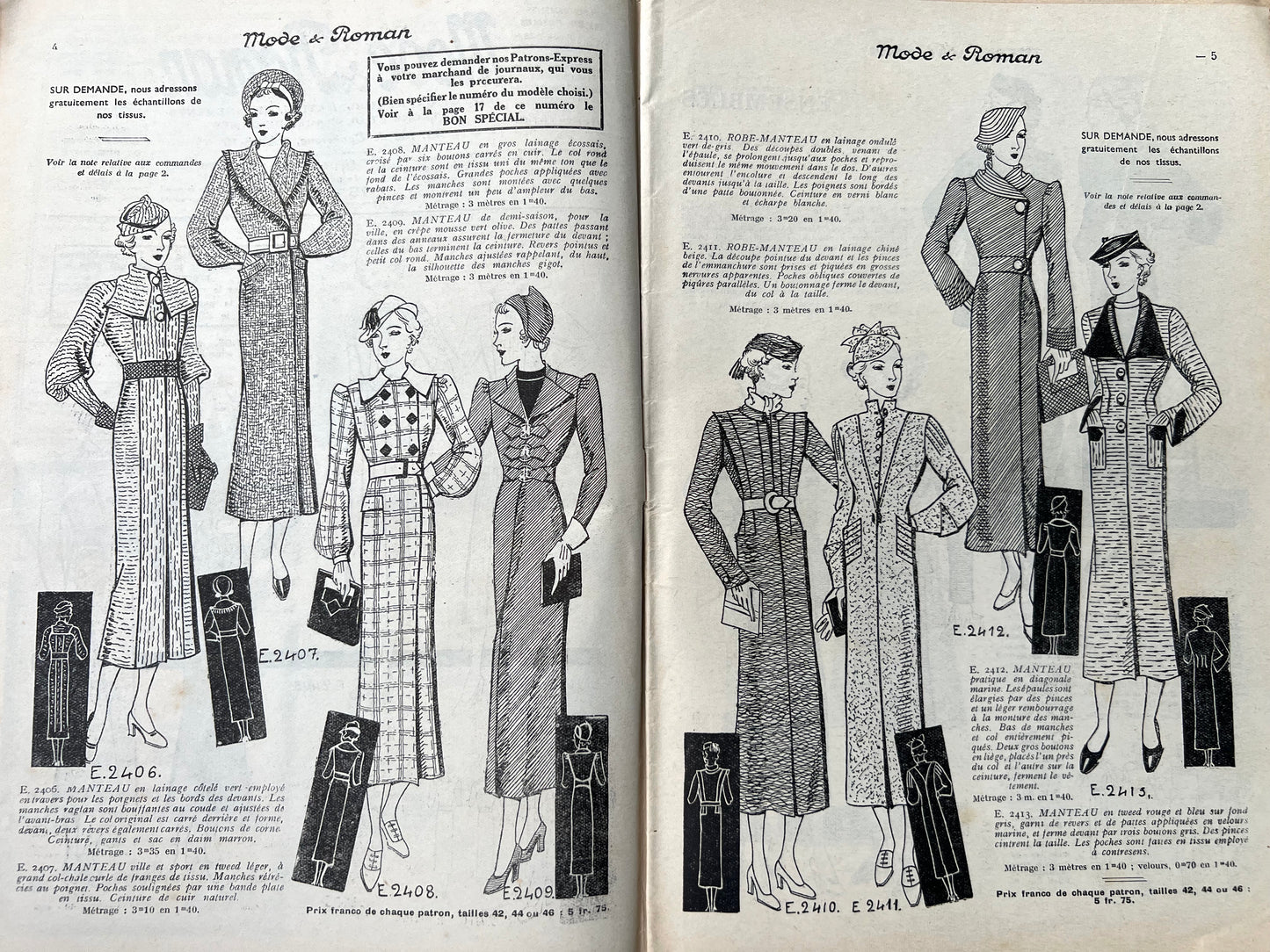 Beautiful and Practical Travelling Coats on Cover of February 1936 French Magazine Mode & Roman