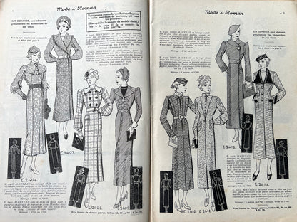 Beautiful and Practical Travelling Coats on Cover of February 1936 French Magazine Mode & Roman