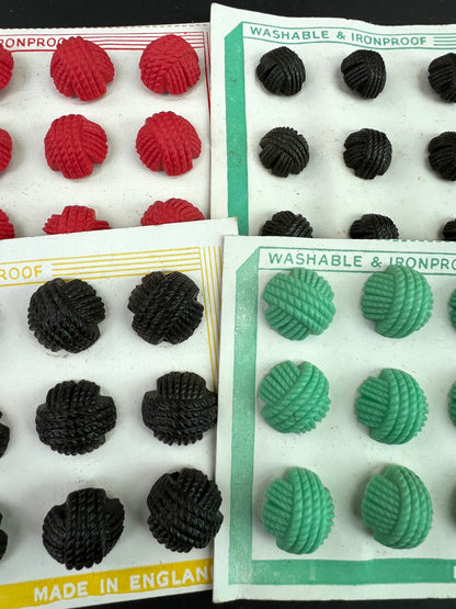 8 Sheets x 12 Vintage 1940s English Bakelite + Catalin  Buttons  1.5- 2.2cm