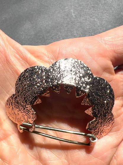 Unusual Mid Century Embossed Metal Hair Clip