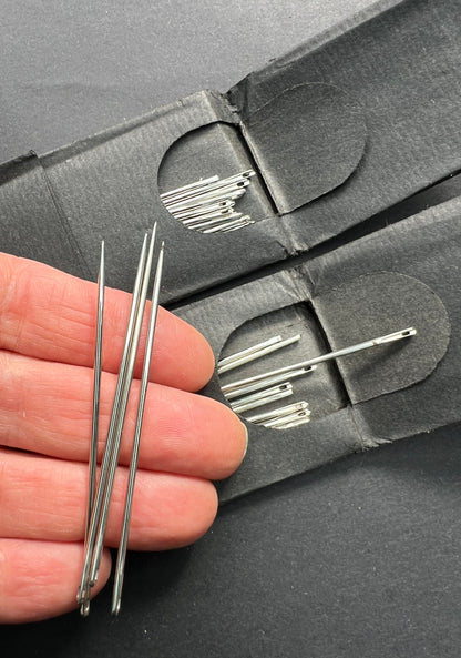 2 x 25 STRONG 7cm Needles "CAST STEEL SUPERFINE ROUND EYD Sacneedles"