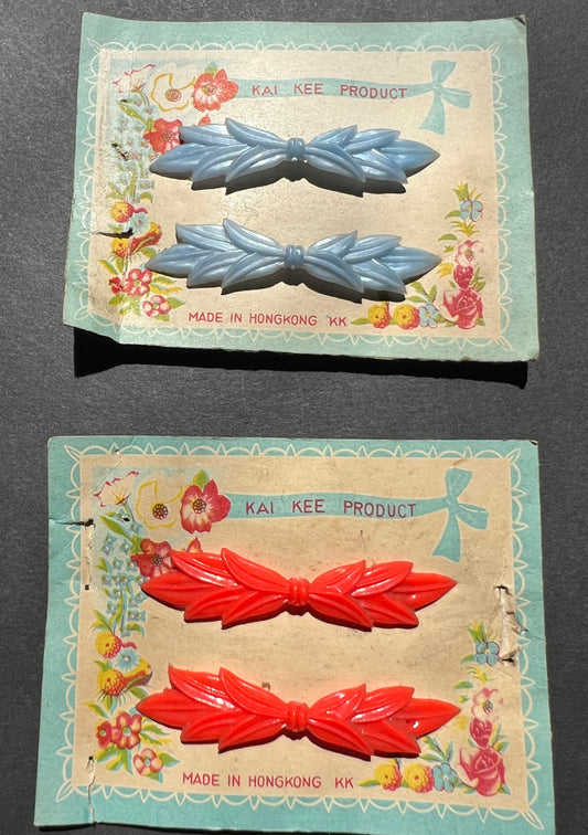 Pair of Pretty Vintage Hairclips - 5.5cm wide