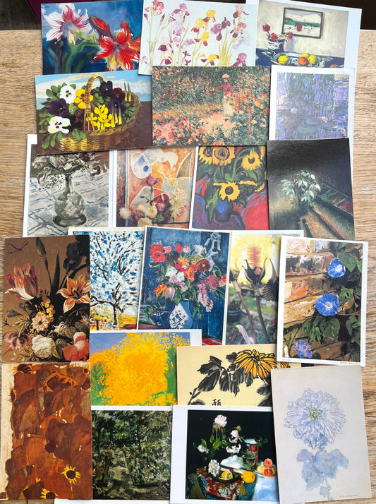21 Art Postcards of Flowers.