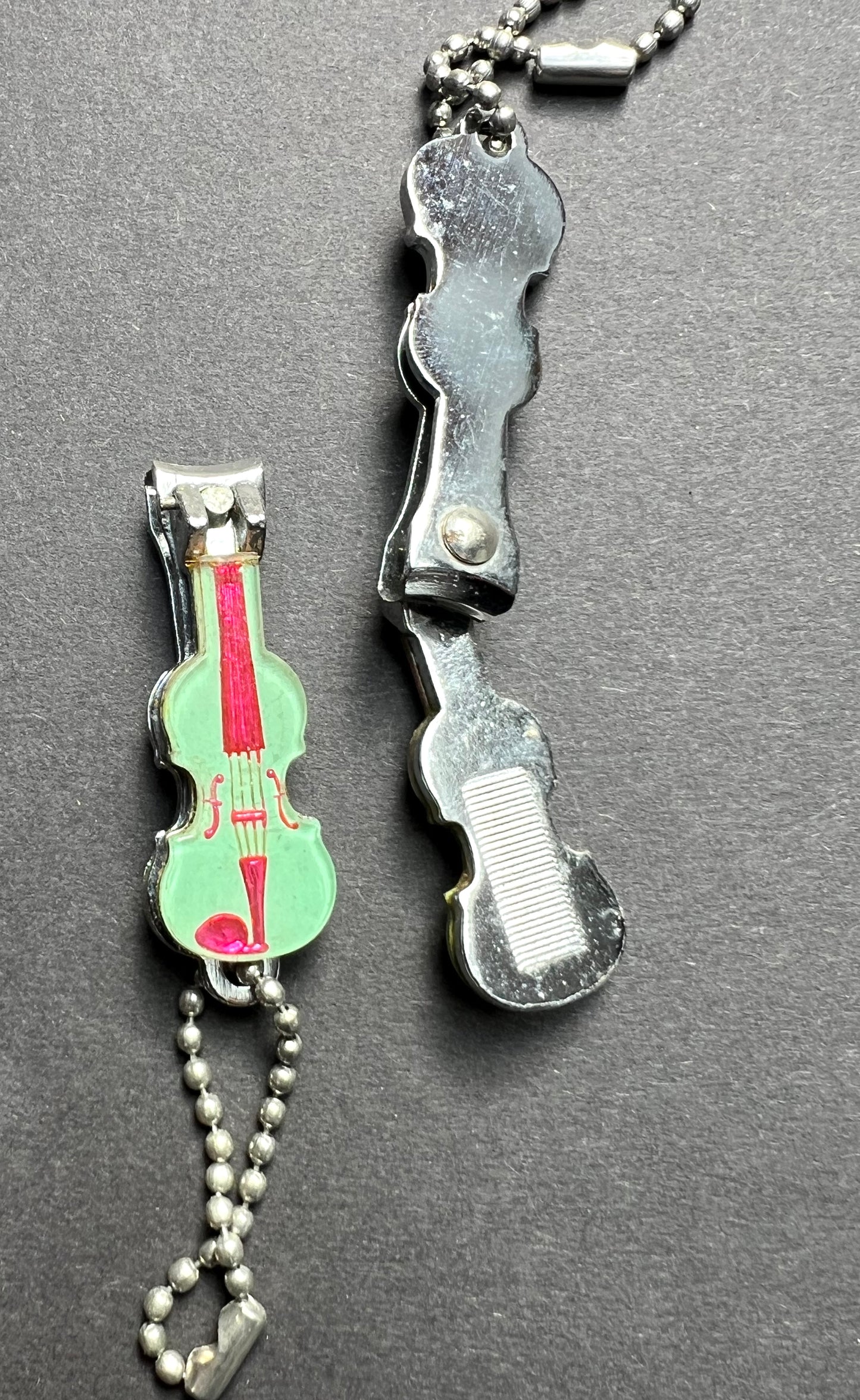Vintage Enamel Cello Nail Clippers and File Key Ring
