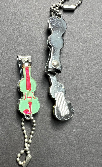 Vintage Enamel Cello Nail Clippers and File Key Ring